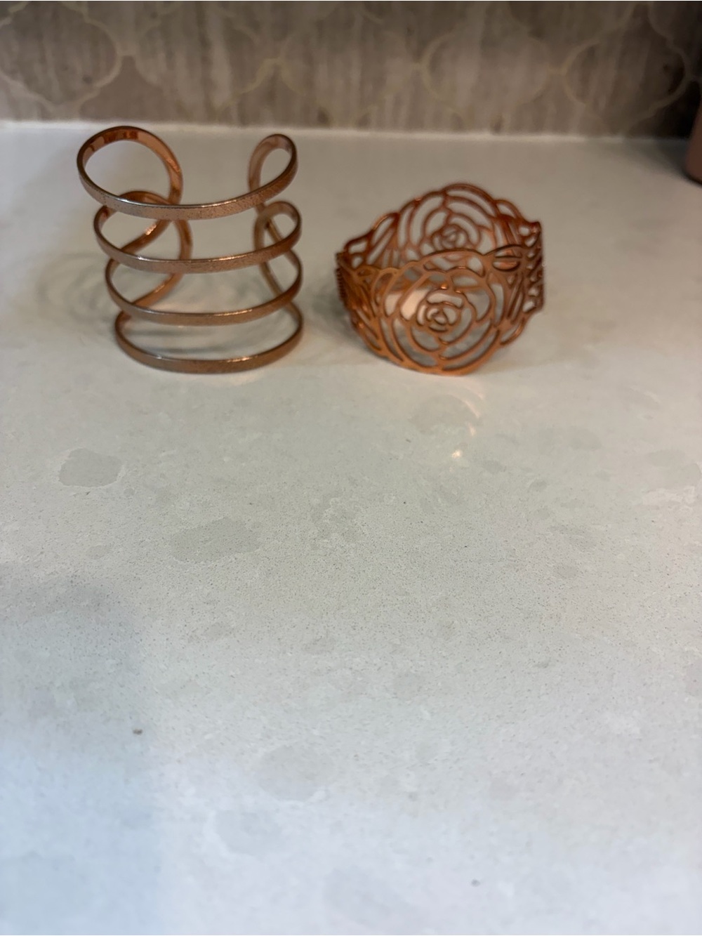 2 Rose Gold Cuff Bracelets
